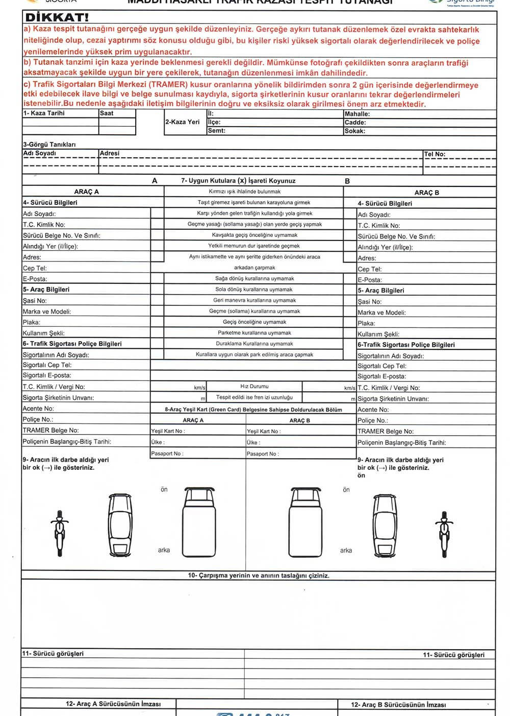>Anlaşmalı Trafik Kazası Tutanağı Nasıl Doldurulur?